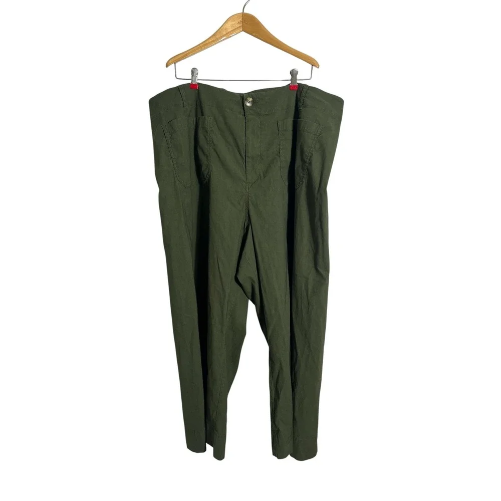 MAEVE x ANTHROPOLOGIE The Colette Plus Size Cropped Wide Leg Pants in Olive - Picture 2 of 10